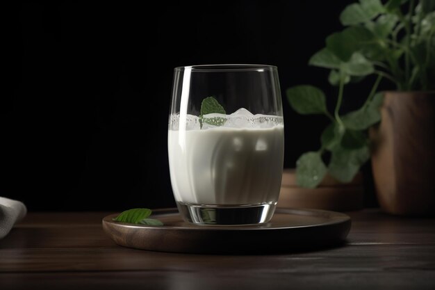 Chilled and Creamy Photo of a Glass of Iced Coconut Milk a Refreshing DairyFree Delight