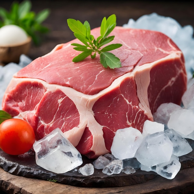 Chilled Freshness Raw Meat with Ice