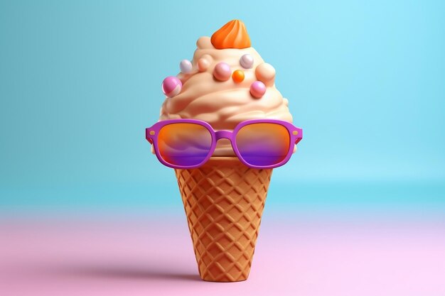 Chilled ice cream cone rocking sunglasses ai