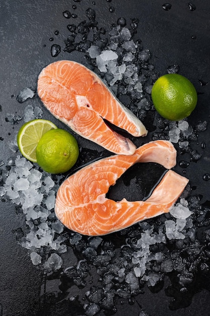 chilled salmon in a fish store