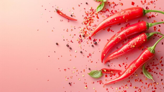 Photo chilli pepper vegetables healthy food top view on the pastel background