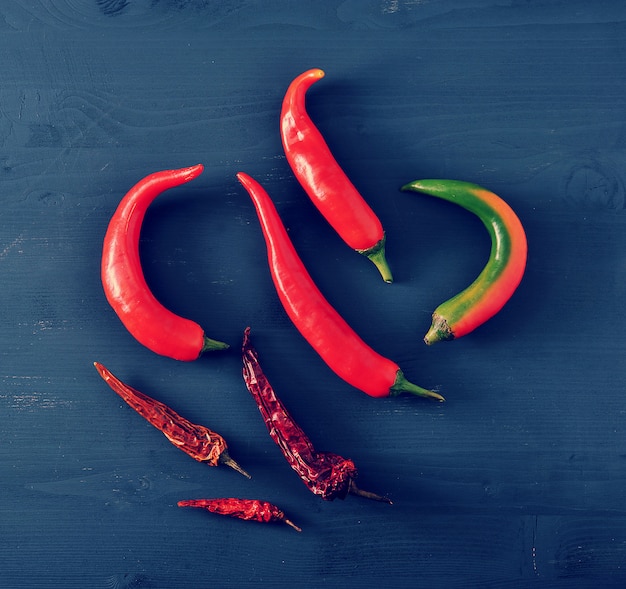 Chilli peppers - fresh peppers and dried pods of chili peppers