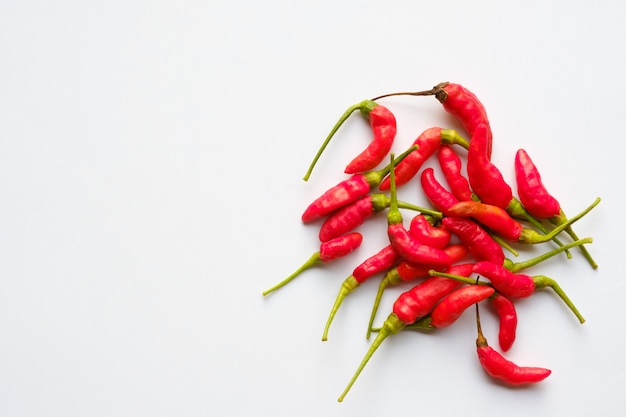 Chilli on white background with copy space