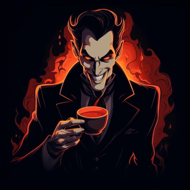 Chilling Caffeine Delight The Enchanting Tale of the Suave Vampire and his Steaming Cup
