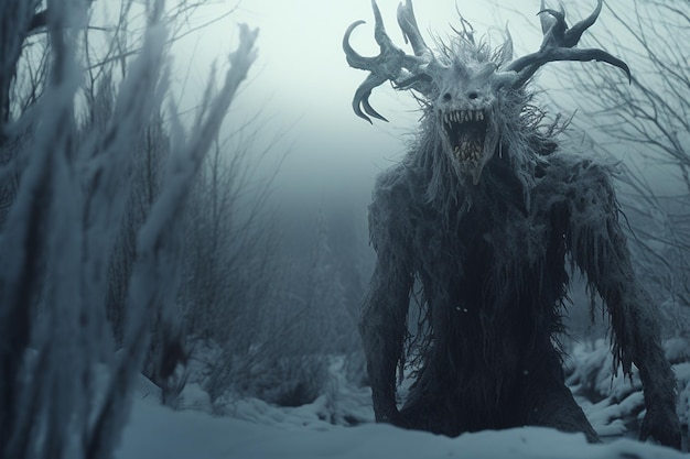 Chilling wendigo stalking prey through a snowy wil 00135 03