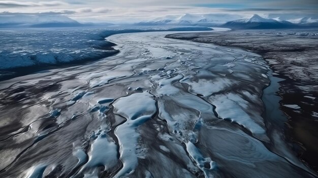 A chilly conduit from over Ethereal photo of the stream streams from Icelandic chilly masses AI Generated