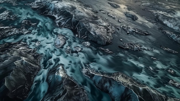 A chilly conduit from over Ethereal photo of the stream streams from Icelandic chilly masses AI Generated