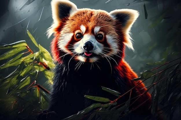 Photo chilly red panda wild generate ai