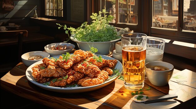 Premium AI Image | ChiMaek Crispy Korean Fried Chicken and Refreshing