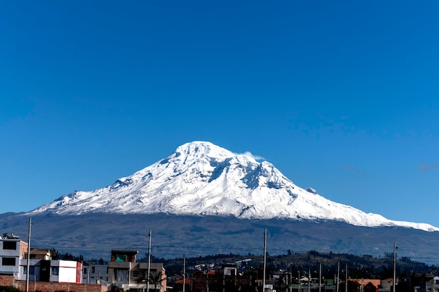 Chimborazo volcano covered in snow