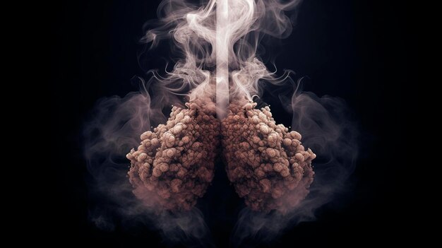 Chimney smoke human lungs Generative AI