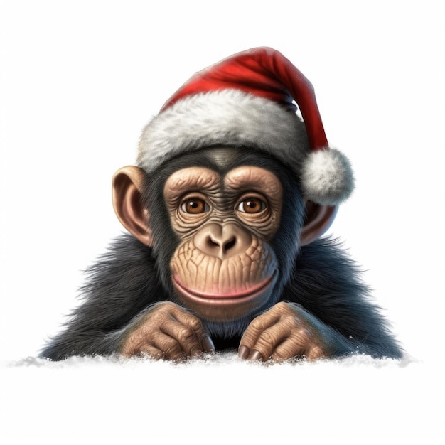 Chimpansee met kerstmuts