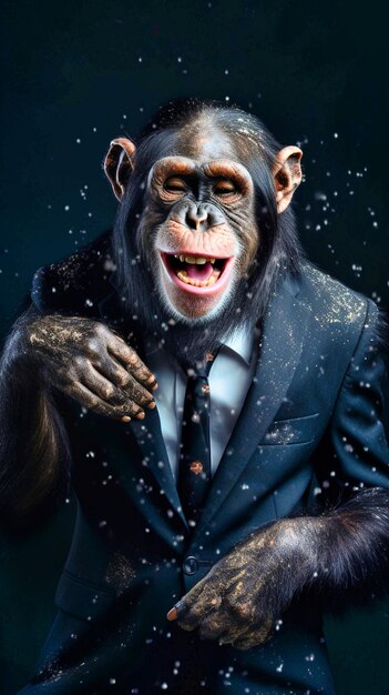 A chimpanzee dressed in a man's business suit Generative AI