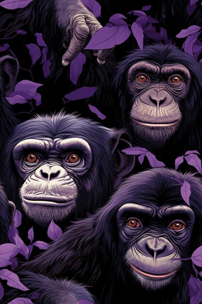 Chimpanzee faces seamless tiles