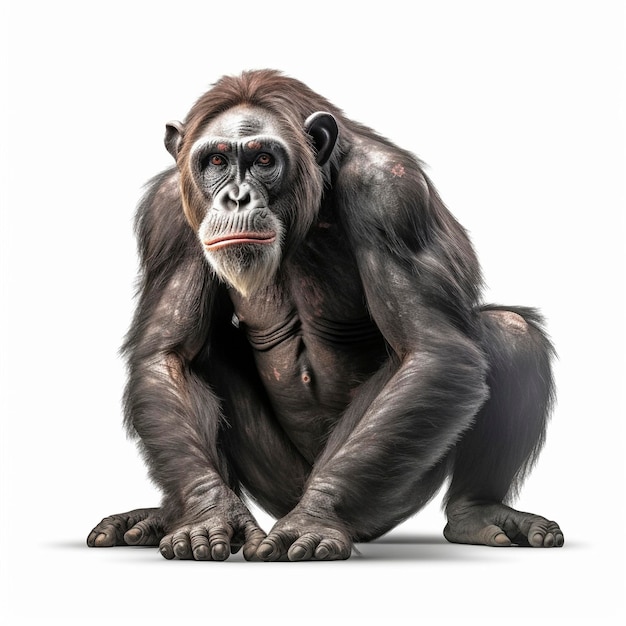 Chimpanzee isolated on white background Generative AI