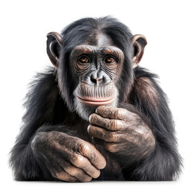Шимпанзе Изолированный на белом фоне Генеративный Ай