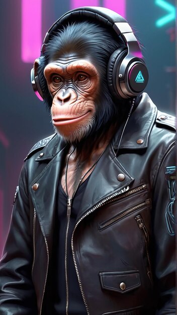 Chimpanzee synthwave serenity down under by alex petruk ai generated