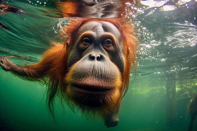 Chimpanzee in water