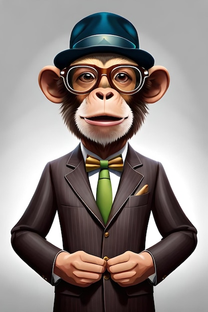 Photo chimpanzee wearing costumes hats accessories and sunglasses for printing on tshirt