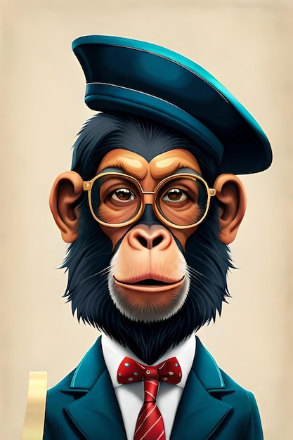 Chimpanzee wearing costumes hats accessories and sunglasses for printing on tshirt