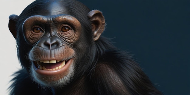 a chimpanzee with a black background