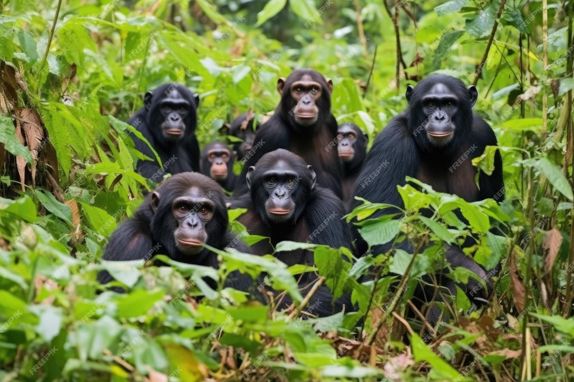 Premium AI Image | Chimpanzees using facial expressions to communicate