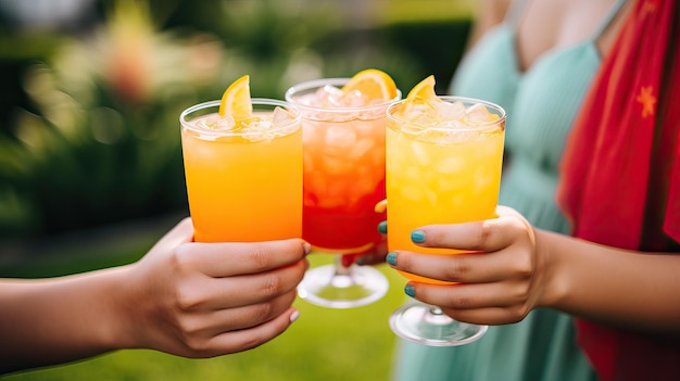 Chin chin glass cocktail orange with hand