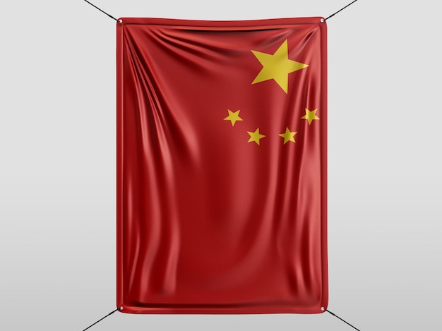 china of 3D render flag Isolated and white background