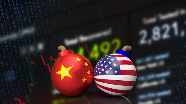 Китайская и американская бомба для бизнес-концепции 3d-рендеринга