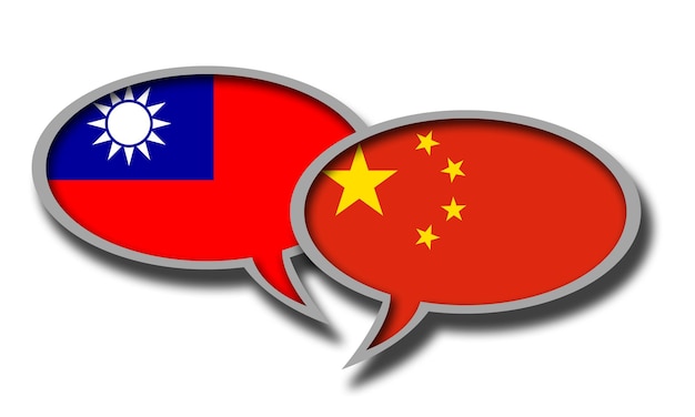 사진 중국과 대만 국기 연설 거품 절연