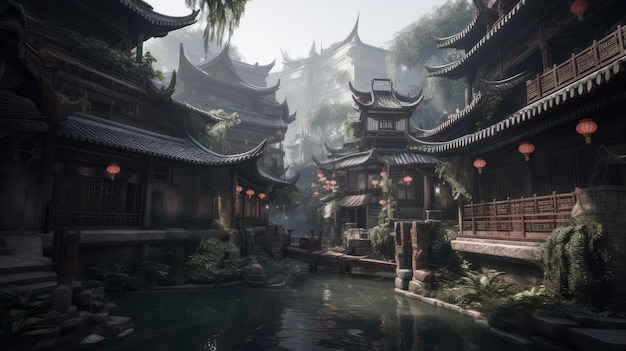 China city artwork ancient cultures architecture religion and famous places spatial concept art