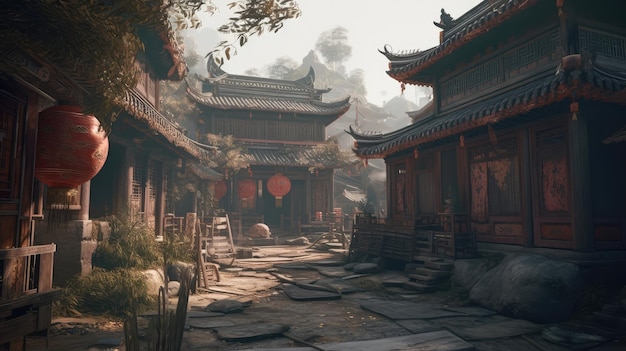 China city artwork ancient cultures architecture religion and famous places spatial concept art