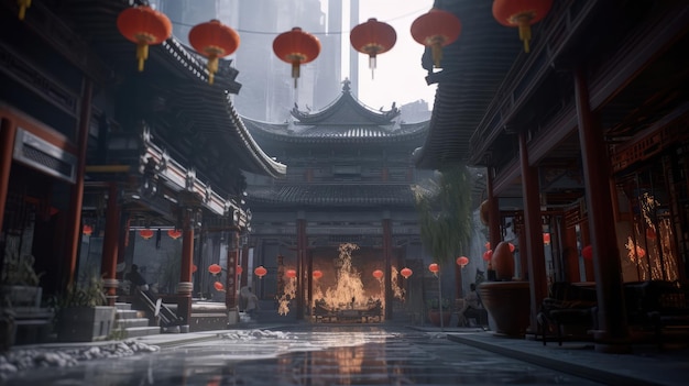 China city artwork ancient cultures architecture religion and famous places spatial concept art