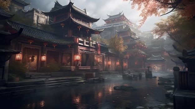 China city artwork ancient cultures architecture religion and famous places spatial concept art