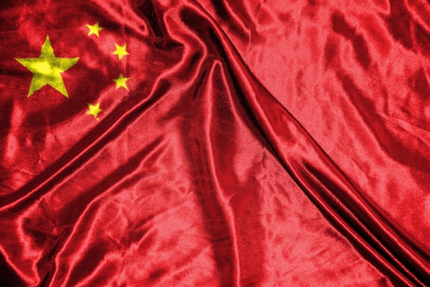 Ткань флага Китая Атласный флаг развевается Текстура ткани флага