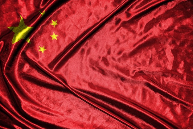 China cloth flag Satin Flag Waving Fabric Texture of the Flag