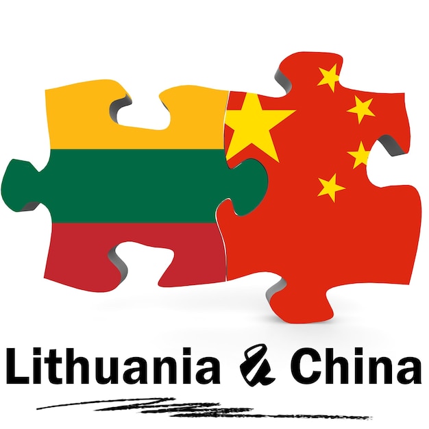 China en Litouwen vlaggen in puzzel