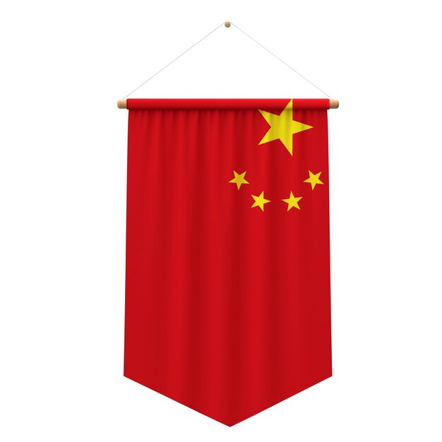 中国国旗布挂横幅 3D 渲染