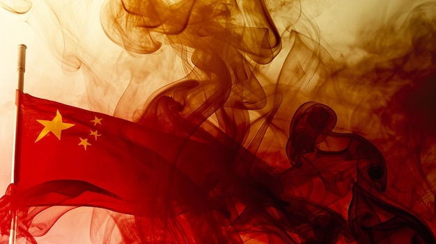 China Flag in Dynamic Smoke Art Form