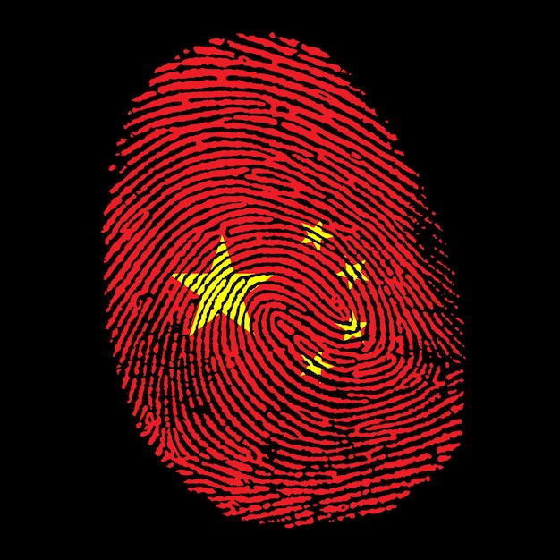 china flag on finger imprint