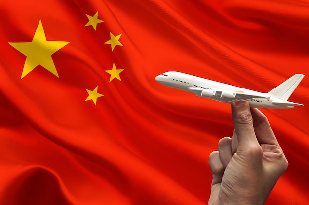 china flag and miniature airplane