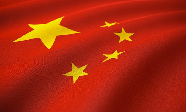 China Flag Wave Close Up for Memorial Day or 4th of July 3d Render