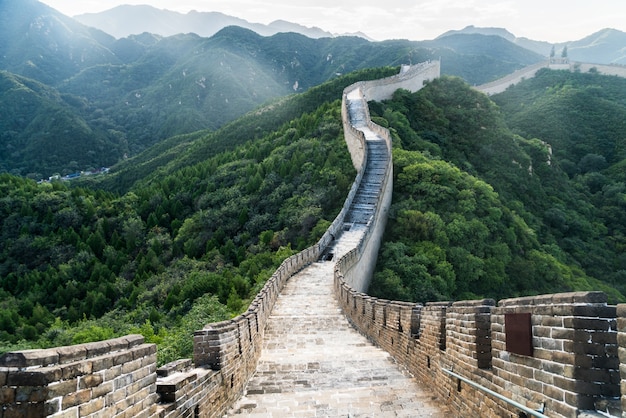 China the Great Wall, extending in the mountains winding