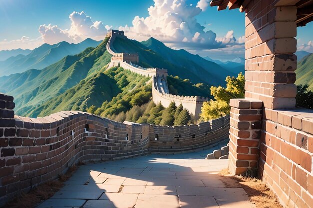 Фото Историческая достопримечательность великая китайская стена мировые чудеса знаменитые достопримечительности древние обои фон