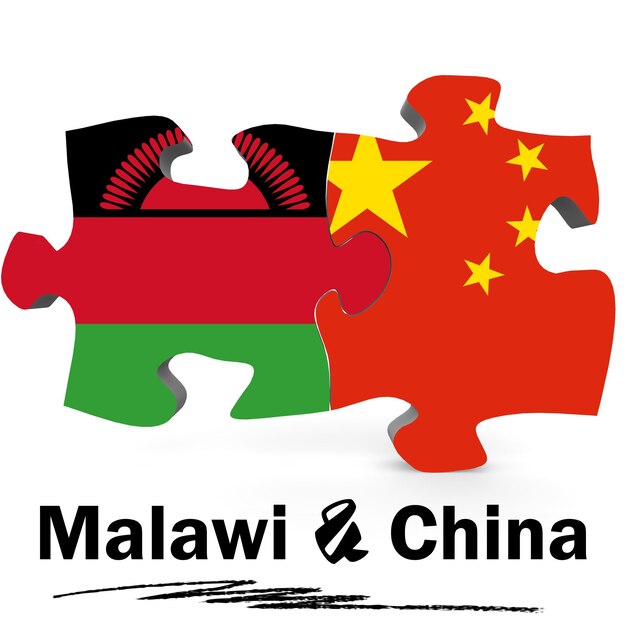 China and Malawi flags in puzzle