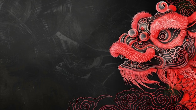 Foto nuovo anno cinese sullo sfondo con la danza del leone