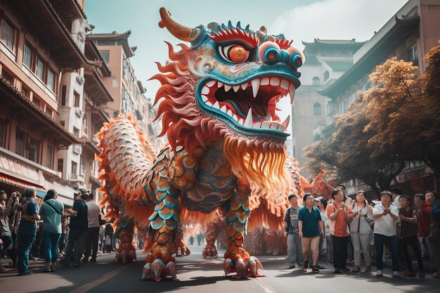 China Nieuwjaarsviering op straat AI gegenereerd