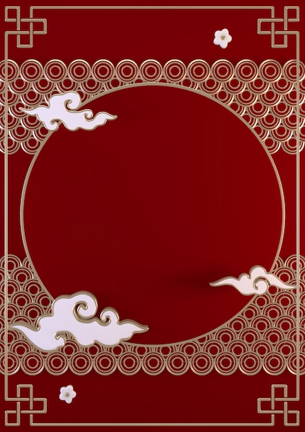 中國紅色抽象顯示垂直背景為顯示產品. 3D<unk>染
