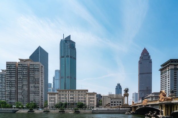 China's architectuurlandschap in de stad Tianjin