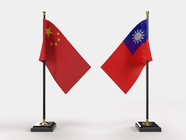 China And Taiwan Country Flags China and Taiwan conflict 3D rendering